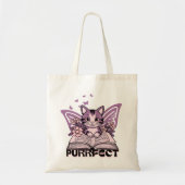 Paarse Kat en Vlinders Boek Tote Bag (Voorkant)