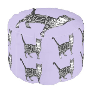 Paarse kat Girls Room Foot Stool baby tabby Pouf Poef