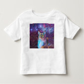 Paarse kat in de ruimte kinder shirts (Voorkant)