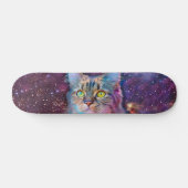 Paarse kat in de ruimte persoonlijk skateboard (Horizontaal)