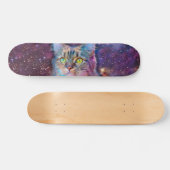 Paarse kat in de ruimte persoonlijk skateboard (Horizontaal)