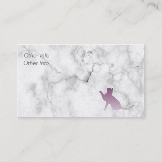 Paarse kat in marmer - dierenarts visitekaartje (Achterkant)