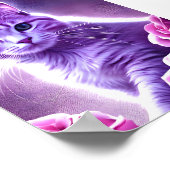 Paarse kat, Lavender genaamd, met rozen Poster (Hoek)
