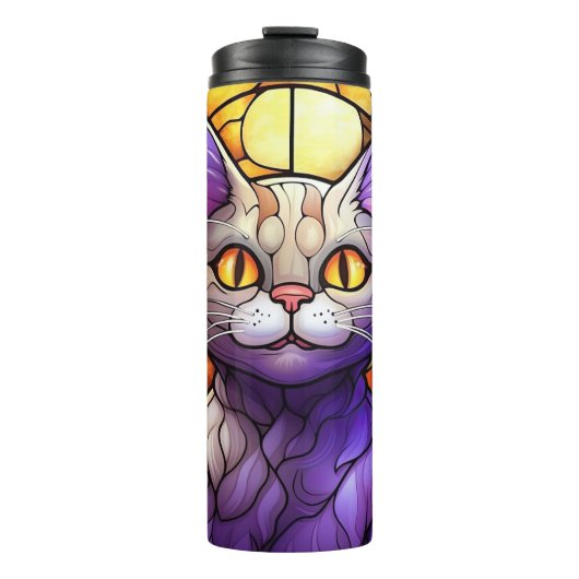 Paarse Kat Lover's Gift Thermosbeker (Voorkant)
