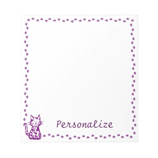 Paarse kat met Pawgrens Notitieblok (Voorkant)