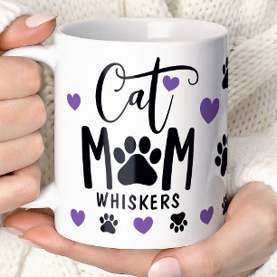 Paarse Kat Moeder Pootafdruk Persoonlijke Foto van Koffiemok