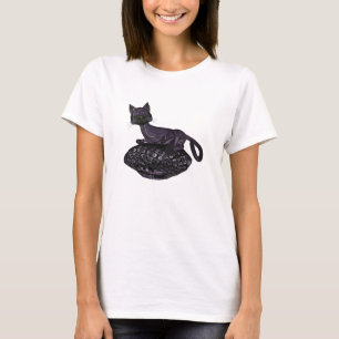 Paarse kat Napping T-shirt