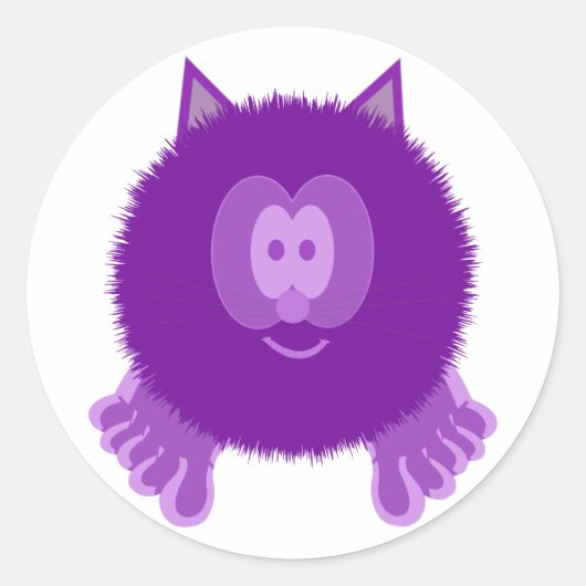 Paarse Kat Pom Pom Pal Stickers (Voorkant)