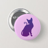Paarse kat ronde button 5,7 cm (Voorkant /achterkant)