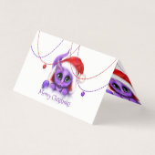 Paarse Kat Santa Meowy Kerst Kaart (Voorkant)