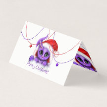 Paarse Kat Santa Meowy Kerst