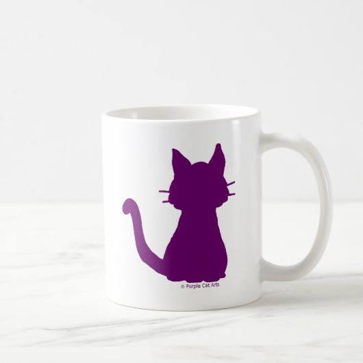 Paarse Kat Silhouet Koffiemok (Rechts)