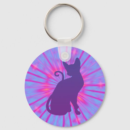 Paarse Kat Sleutelhanger (Voorkant)