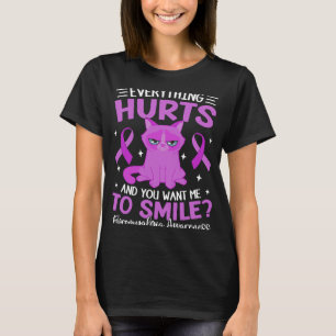 Paarse kat voor vrouwen Alles wat pijn doet fibrom T-shirt