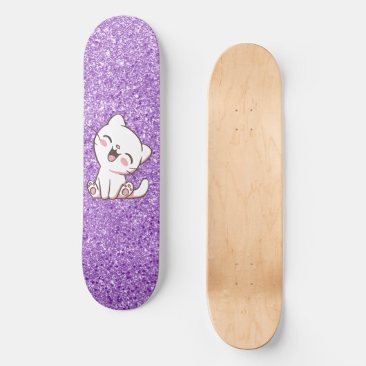 Paarse kattekletskateboard van Glitter Persoonlijk Skateboard (Voorkant)