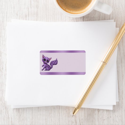 Paarse Katten Adresetiketten Etiket (Insitu)