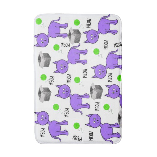 Paarse katten Bathroom Bath Mat (Voorkant Verticaal)