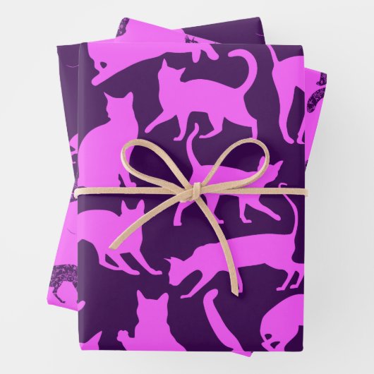 Paarse katten inpakpapier vel (In situ)