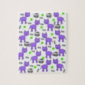 Paarse katten Meow Jigzaag Puzzle Legpuzzel (Verticaal)