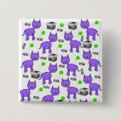 Paarse katten Meow Square Button (Voorkant)