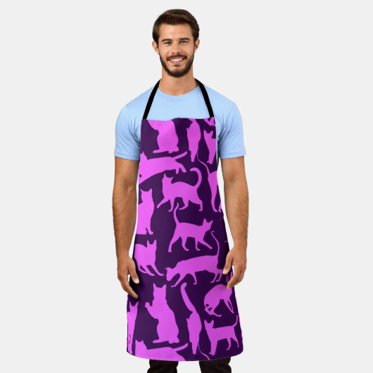 Paarse katten schort (Gedragen)