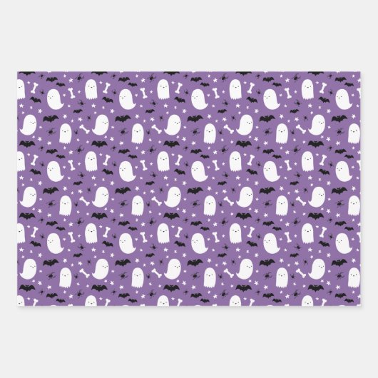 Paarse kattengastheren en vleermuizen Oranje Hallo Inpakpapier Vel (Voorkant)