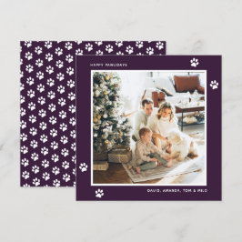 Paarse Kattenhondeneigenaar Foto Happy Pawholidays Feestdagenkaart