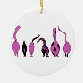 Paarse Kattenkonten Keramisch Ornament