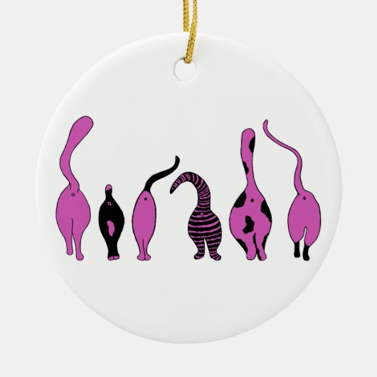 Paarse Kattenkonten Keramisch Ornament (Voorkant)