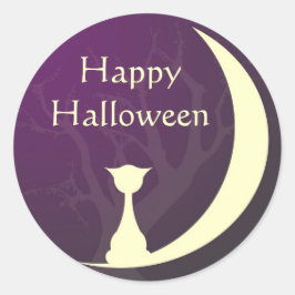 Paarse kattenmaan spooky Halloween label cadeau la