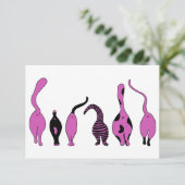 Paarse kattenpeuken bedankkaart (Staand voorkant)