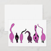 Paarse kattenpeuken bedankkaart (Voorkant / Achterkant)