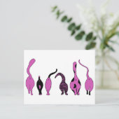 Paarse kattenpeuken briefkaart (Staand voorkant)