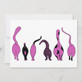 Paarse kattenpeuken feestdagenkaart