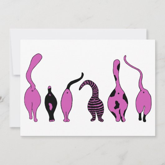 Paarse kattenpeuken feestdagenkaart (Voorkant)