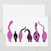 Paarse kattenpeuken feestdagenkaart (Voorkant / Achterkant)