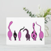 Paarse kattenpeuken feestdagenkaart (Staand voorkant)