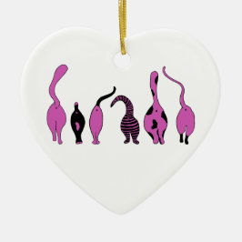 Paarse kattenpeuken keramisch ornament