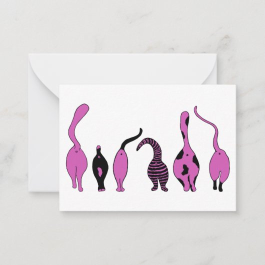 Paarse kattenpeuken notitiekaartje (Voorkant)