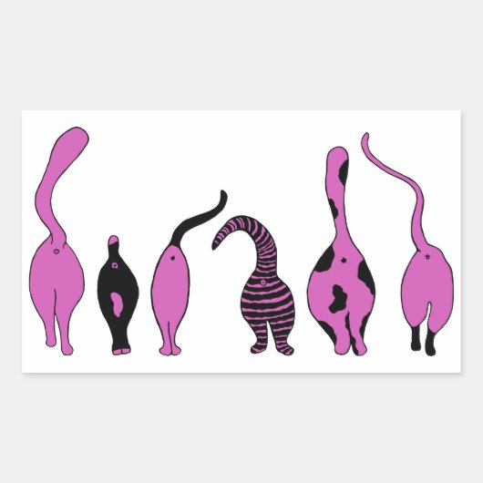 Paarse kattenpeuken rechthoekige sticker (Voorkant)