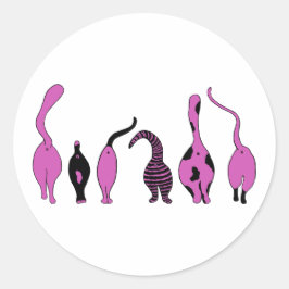 Paarse kattenpeuken ronde sticker