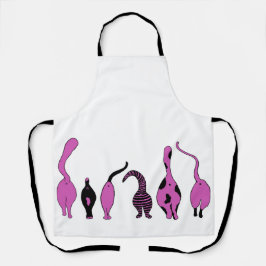 Paarse kattenpeuken schort