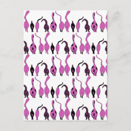 Paarse kattenpeuterpatroon briefkaart