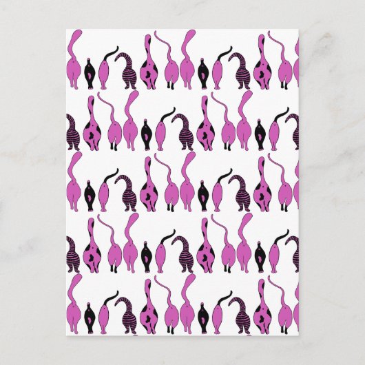 Paarse kattenpeuterpatroon briefkaart (Voorkant)