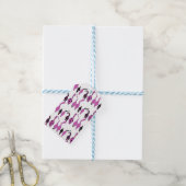 Paarse kattenpeuterpatroon cadeaulabel (Met Touw)