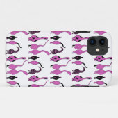 Paarse kattenpeuterpatroon Case-Mate iPhone case (Achterkant (horizontaal))