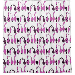 Paarse kattenpeuterpatroon douchegordijn