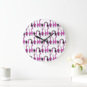 Paarse kattenpeuterpatroon grote klok (Huis)