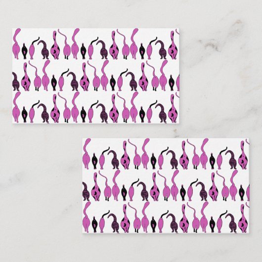 Paarse kattenpeuterpatroon informatiekaartje (Voorkant / Achterkant)