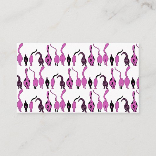 Paarse kattenpeuterpatroon informatiekaartje (Voorkant)